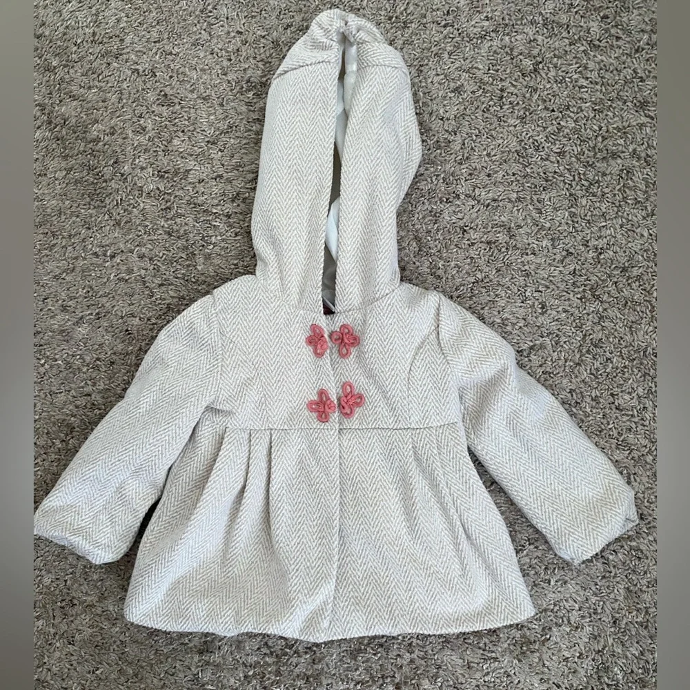 Tahari baby girls hooded pea coat 6-9 months jacket photos textured